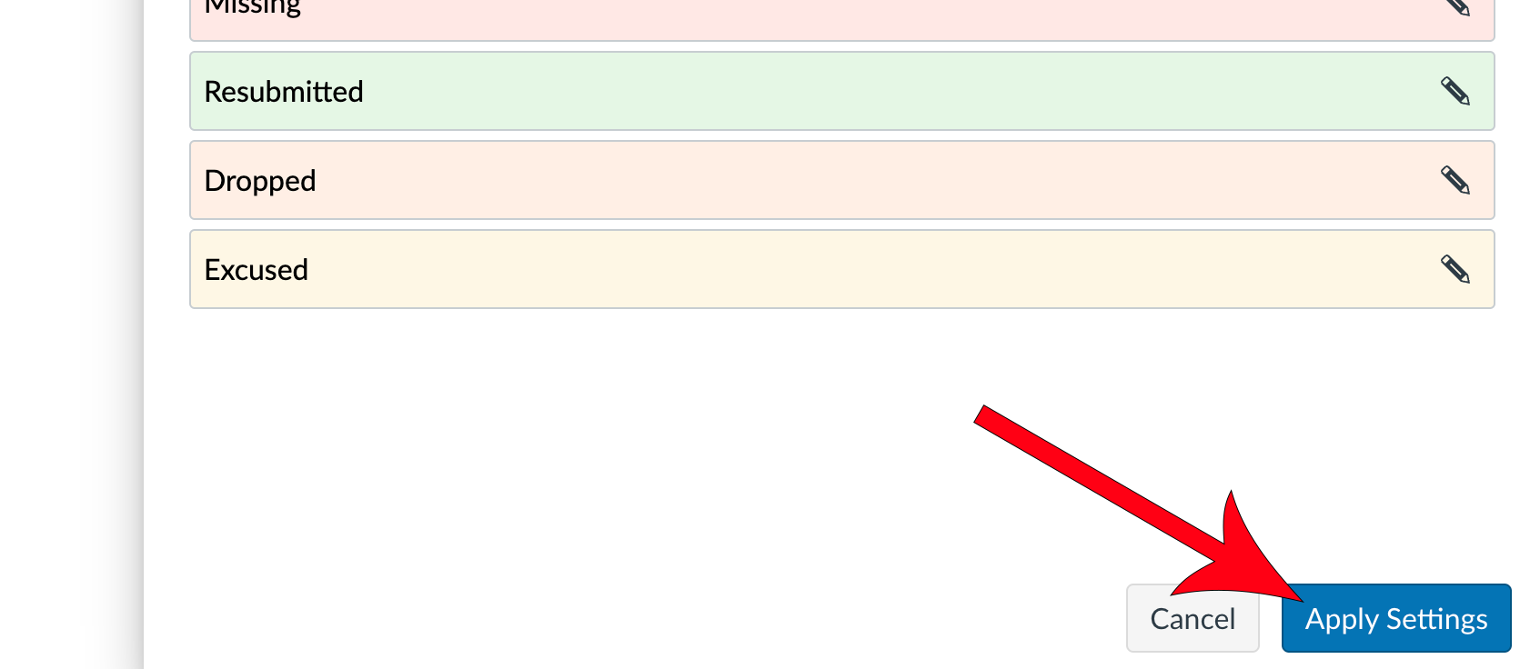 Arrow pointing at Apply Settings button.