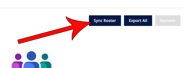arrow pointing at sync roster button