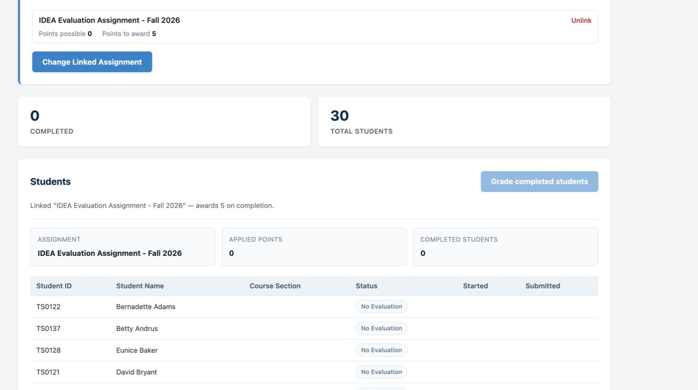 Assignment confirmation. The assignment appears linked within the tool.
