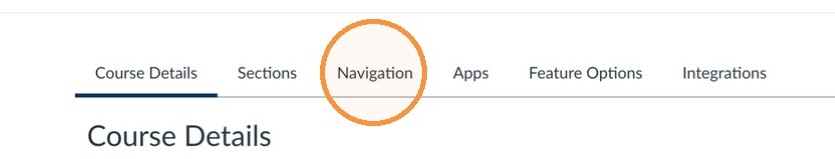 Navigation tab The navigation tab link, which follows the course details tab link.