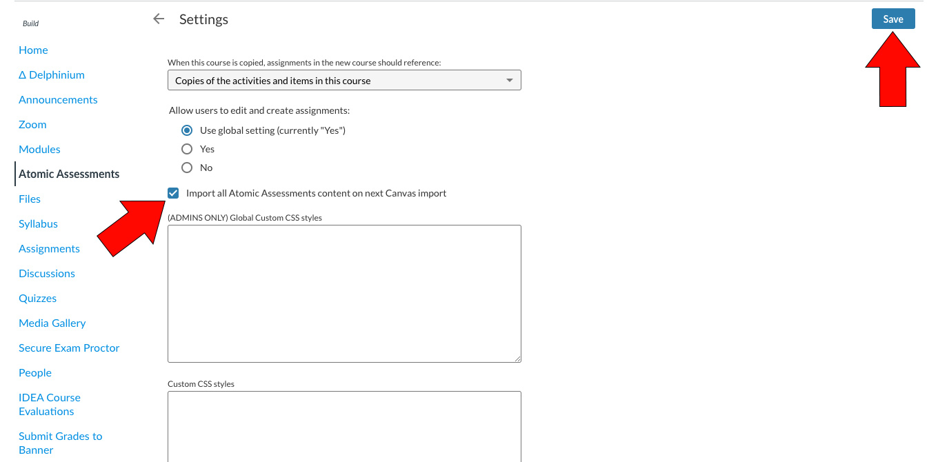 import all atomic assessments content