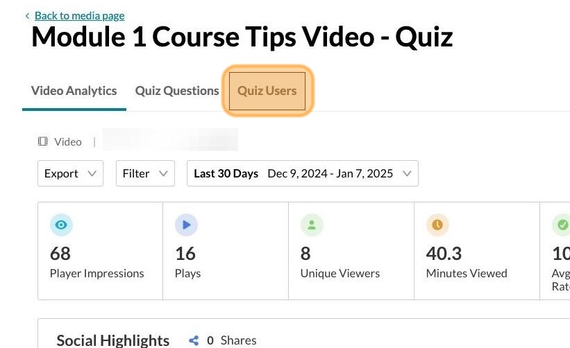 Tab for Quiz Users highlighted in orange.