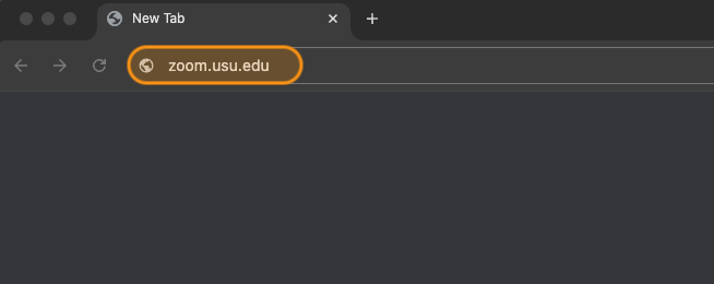 Web browser showing the address zoom.usu.edu highlighted in orange. 