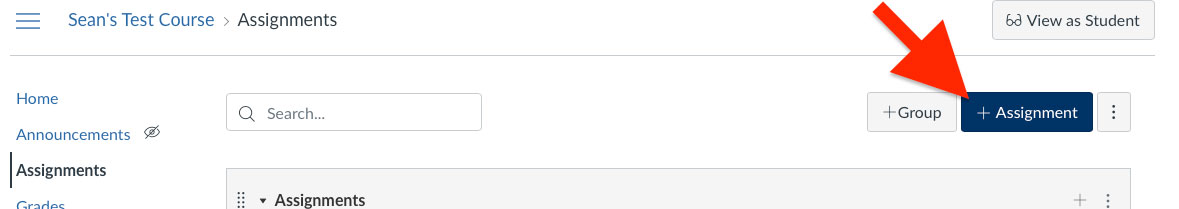 The location of the plus assignment button to add an assignment.