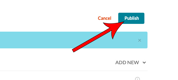 arrow pointing at Publish button