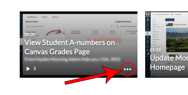 arrow pointing at 3 dots in bottom right corner of video preview window