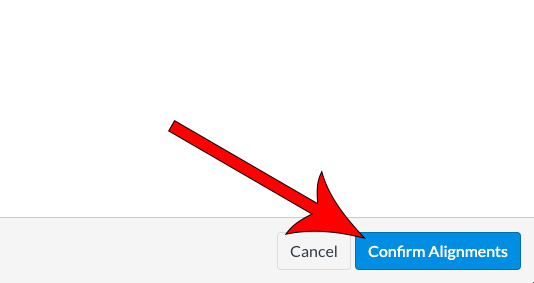 arrow pointing at Confirm Alignments button