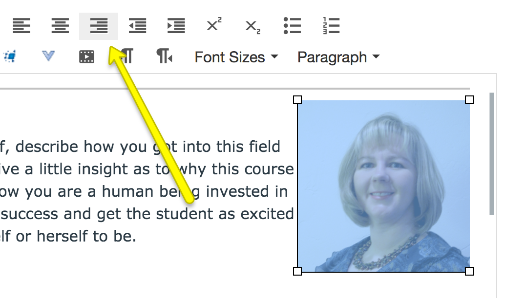 right align in edit tool bar
