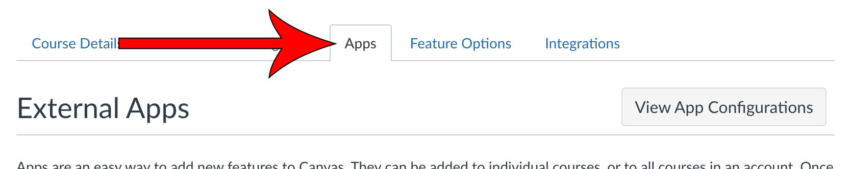 arrow pointing at apps tab