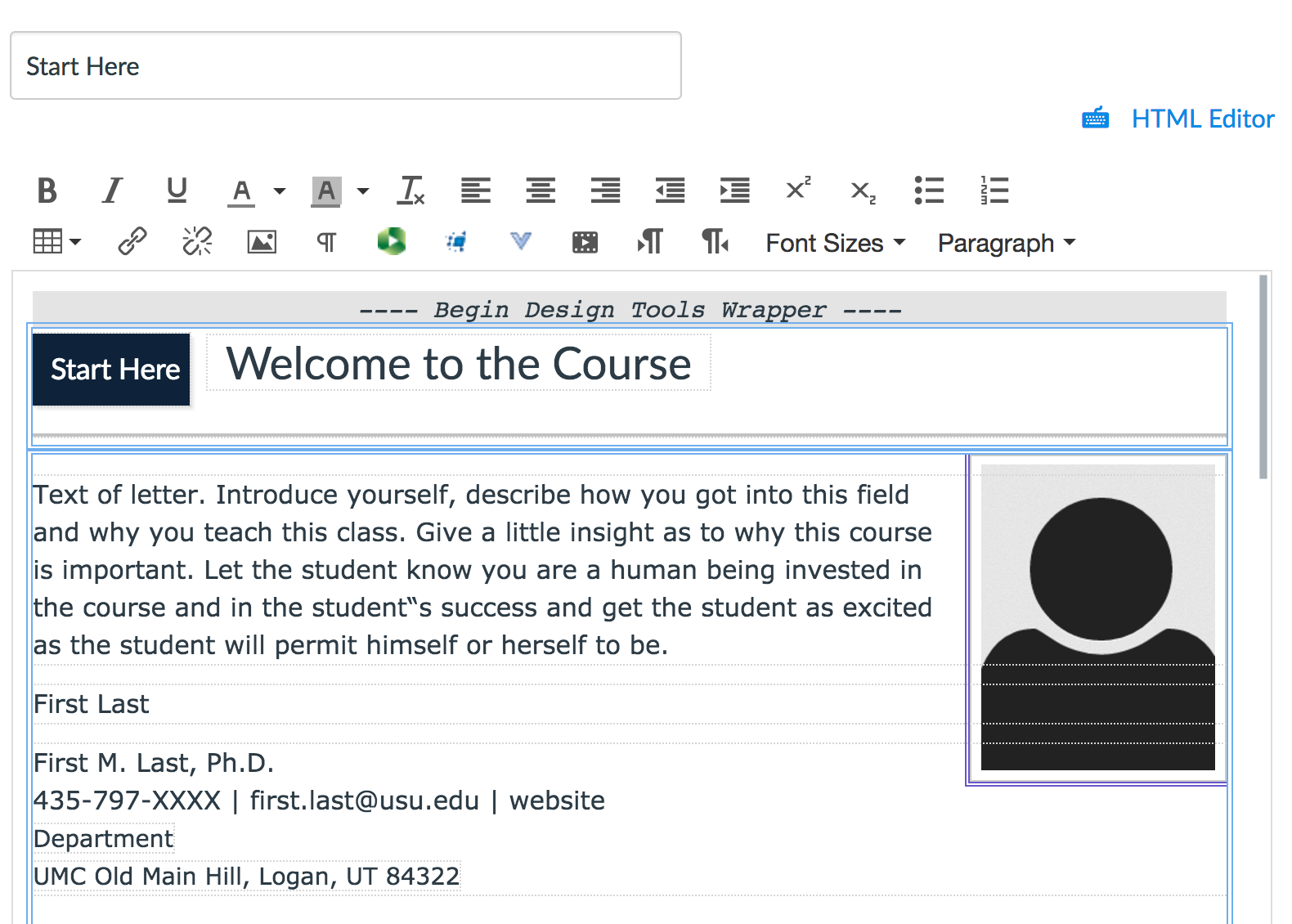 start here template preview
