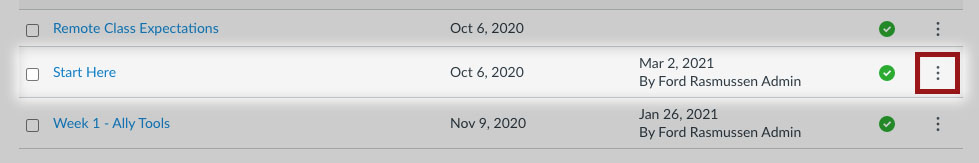 Three dot icon in Canvas pages list
