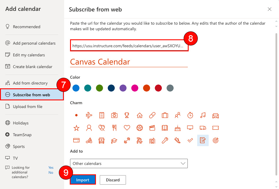 subscribe from web options in outlook