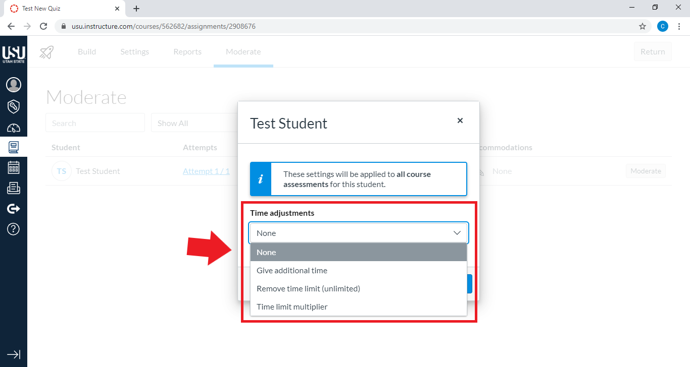 time adjustment for student