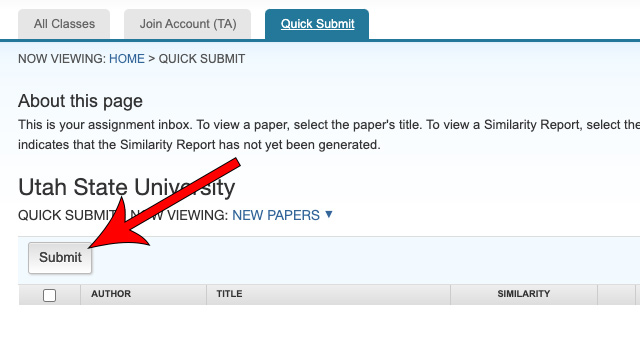 arrow pointing at submit button