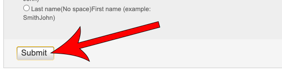 Arrow pointing at submit button