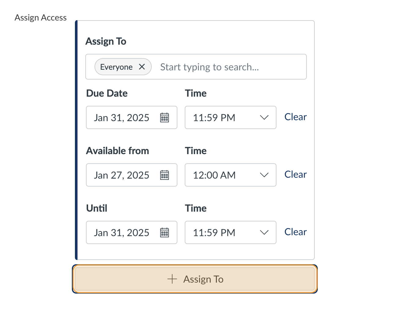 Assign To button highlighted in orange. 