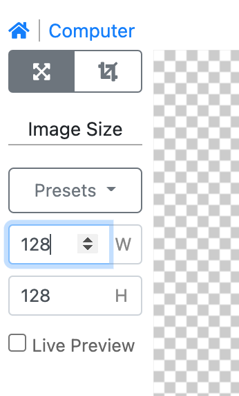 Width 128 Height 128