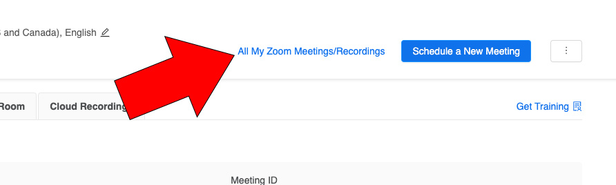 arrow pointing at all my zoom meetings link