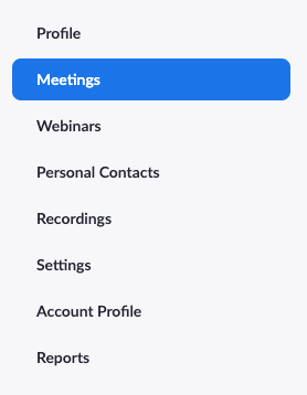 Meetings tab highlighted