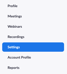 settings tab highlighted