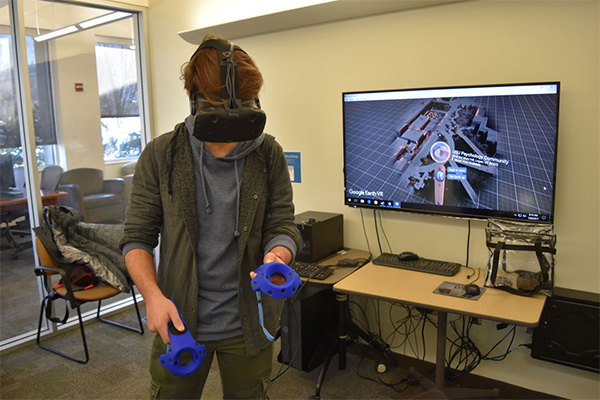 person wearing virtual reality headset