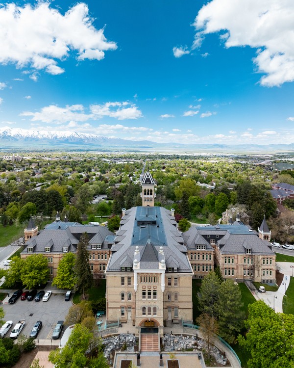 Old Main with Cache Valley in the Distance