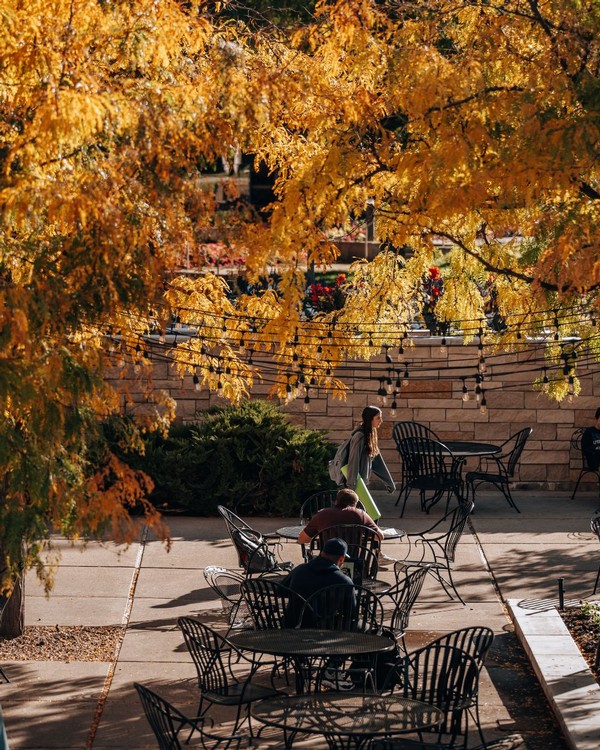 Fall leaves decorate the TSC Patio