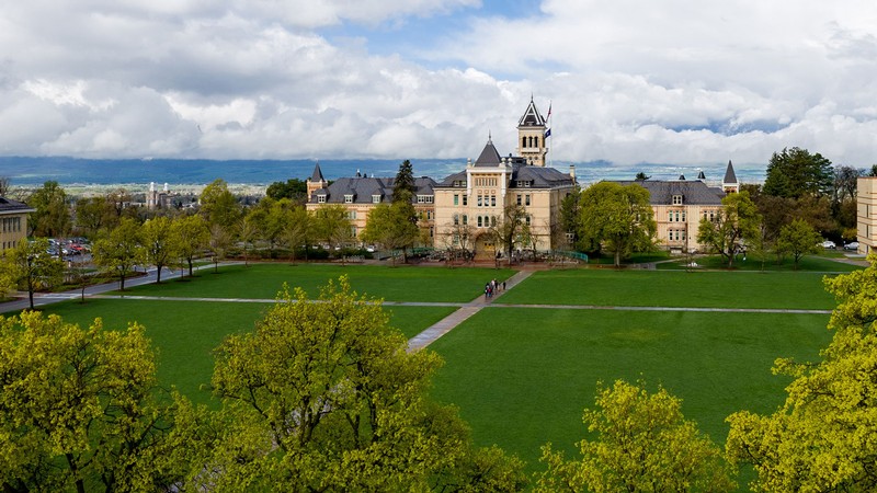 Old Main and the Quad on the USU Logan campus.