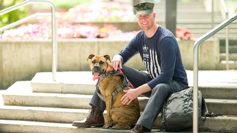 A veteran and a service dog.