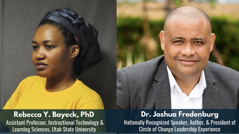 Rebecca Y. Bayeck and Joshua Fredenburg are shown in this composite image.