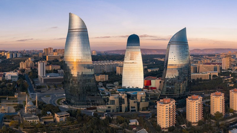 Skyscrapers in the city of Baku, Azerbaijan.