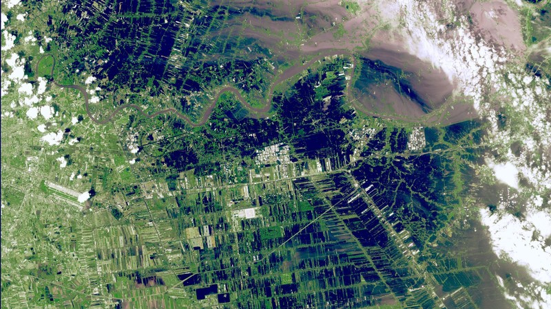 A satellite image of Thailand.