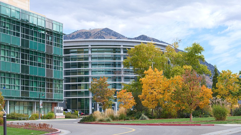 The USU Logan campus in fall.