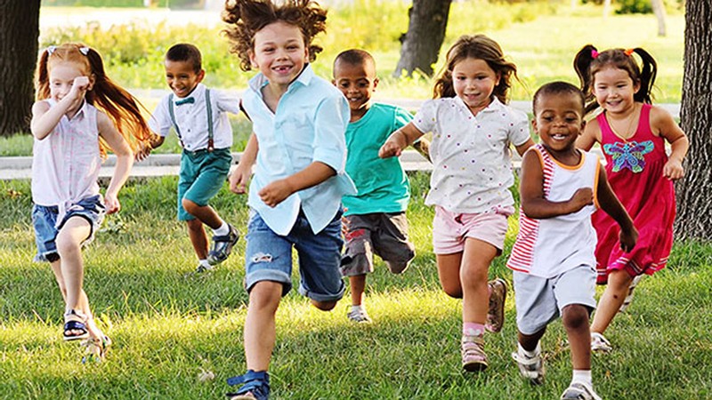 Children running.