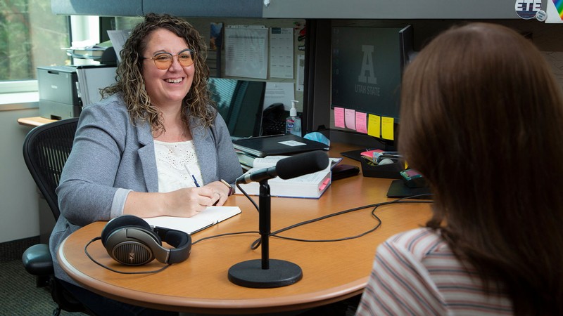 Cassandra McCall interviewing a subject.