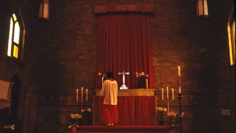 A photo of a chapel in the 1970s.