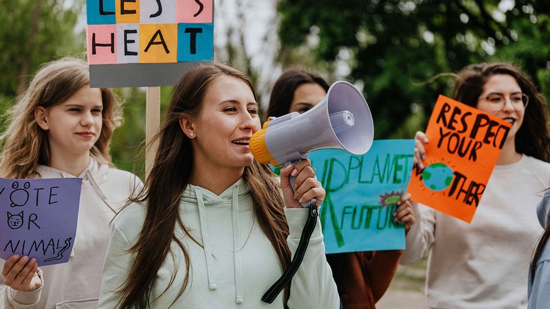 People at a climate demonstration.