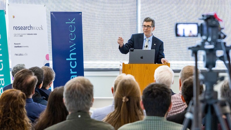 David Tarboton giving a speech.
