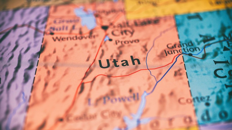 A map showing the state of Utah.