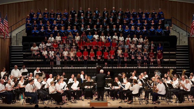 The USU Alumni Band and American Festival Chorus.