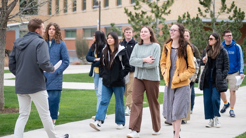 Students tour USU's Logan campus.