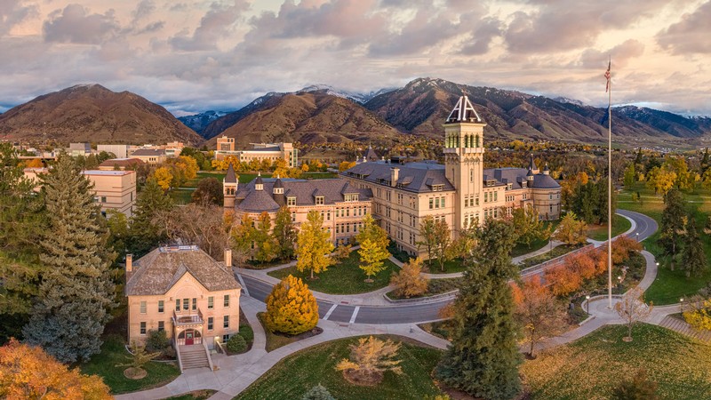 Old Main at sunset.