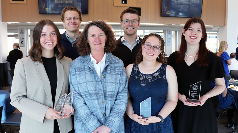 College of Science dean and awardees.