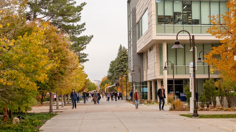 People walking on USU's Logan campus.