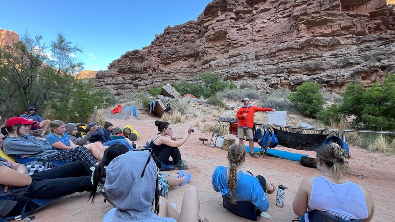 A professor teaching biology in a camp in Southern Utah.