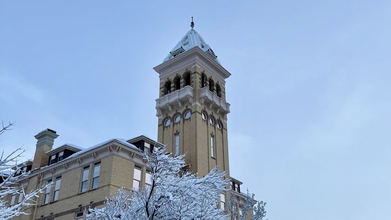 Old Main in winter.