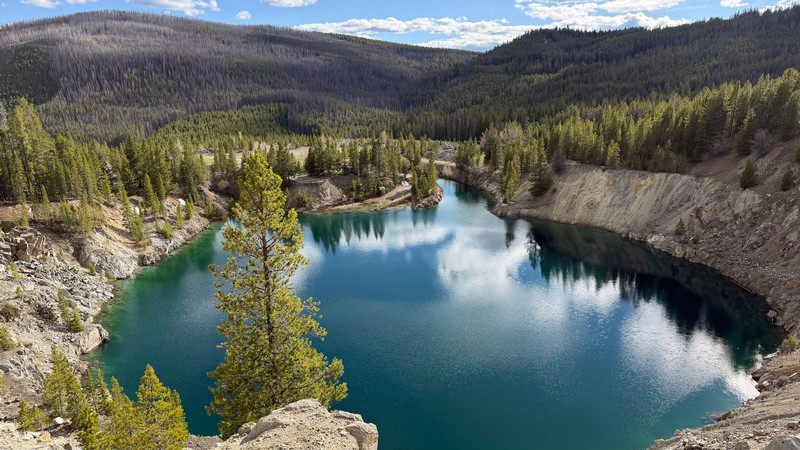 A mountain lake near a mine.