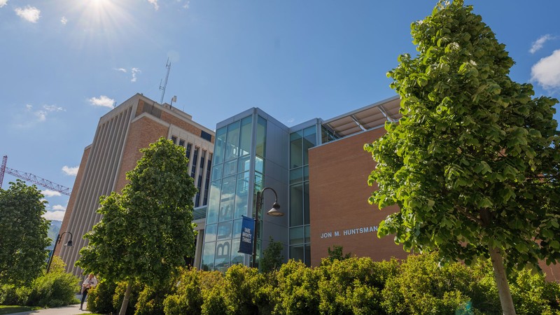 The Eccles Business Building and Huntsman Hall on USU's Logan campus.