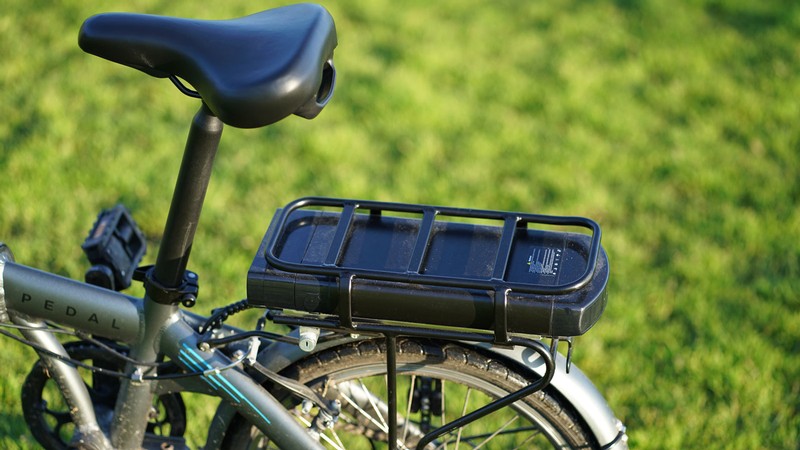 An e-bike with a rechargeable battery.