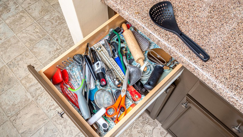 A kitchen junk drawer.